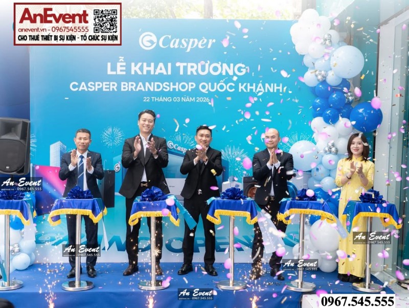 Cho thuê bộ cột cắt băng trắng xanh dương