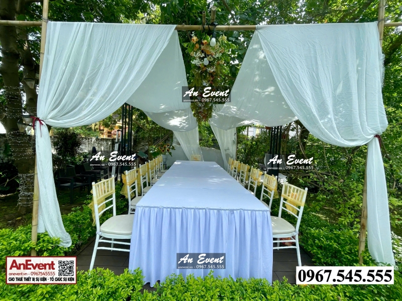 Thuê ghế tiffany kèm bàn tiệc chữ nhật