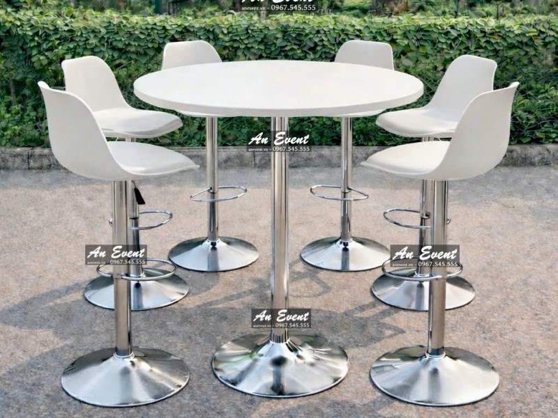 Thuê bộ bàn ghế bar trắng sang trọng